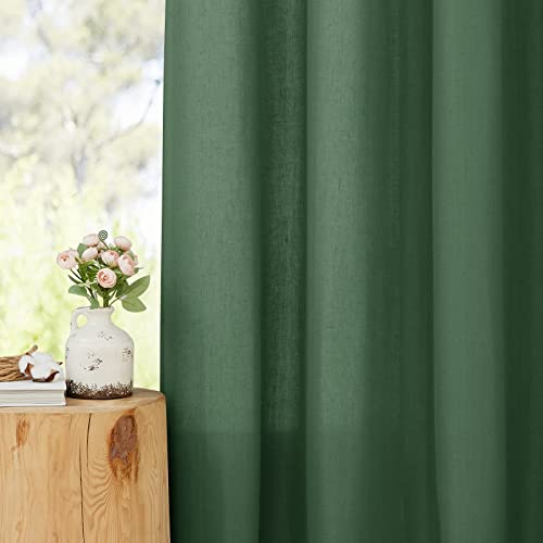 Olive Green Thick Linen Curtains 72" Length (Olive Green / 42"W x 72"L (Pack of 2))