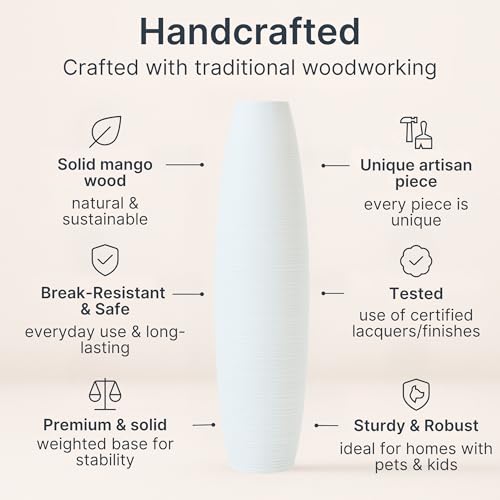 Large Floor Vase 26 inches Mango Wood for Pampas Grass (26 inches / White)