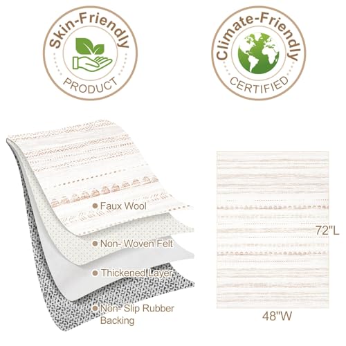 Boho 3x5 Area Rug Living Room Rugs Machine Washable Beige (Beige Brown / 3' X 5' (Rectangular))