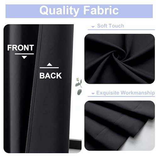 Black Blackout Curtains for Bedroom 102 Inches Long 2 Panels (Black / 50"W x 102"L (Pack of 2))