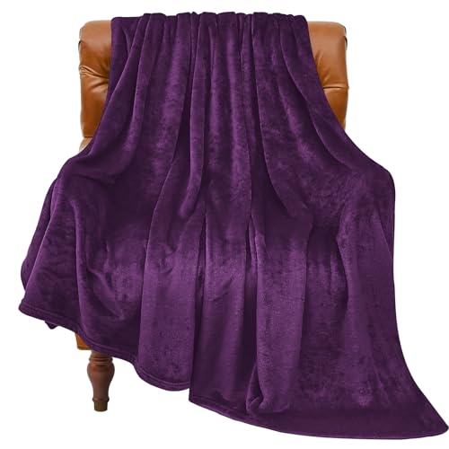 Fleece Blanket Soft Plush Throw for Couch Purple 50"x70" (Purple / Throw XL(50"x70"))
