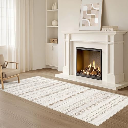 Runner Rug Kitchen Washable Rugs (Beige Brown / 3' X 8' (Runner))