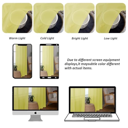 Lemon Sheer Curtains 84 Inches Long for Living Room (Lemon / 42"W x 84"L (Pack of 2))