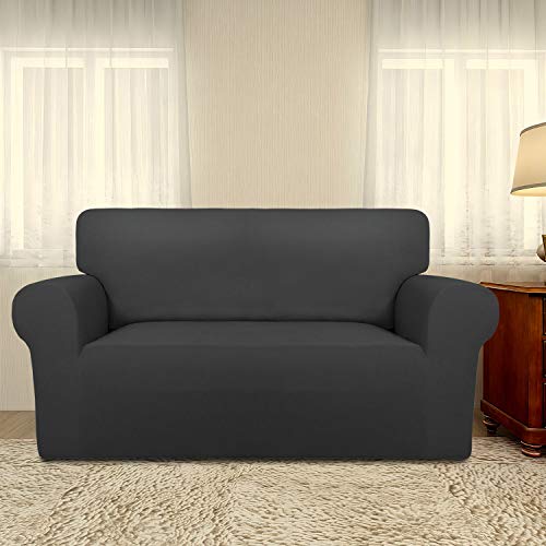 Stretch Loveseat Covers Fleece Couch Covers for Sofa Dark Gray (Medium Loveseat / Dark Gray)