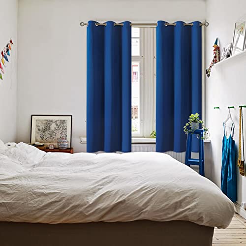 Royal Blue Blackout Curtains for Bedroom 63 Inch Long (Royal Blue / 42"W x 63"L (Pack of 2))