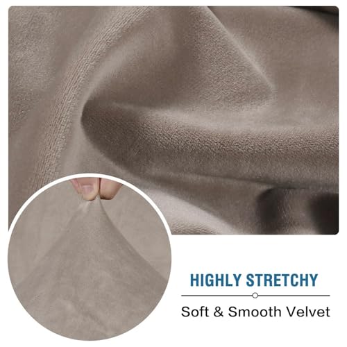 Velvet Stretch Sectional Couch Covers 4 Pieces Sofa Seat Cushion Covers L Shape Separate Cushion Couch Cover for Both Left (Taupe / 3 Seater + Chaise)
