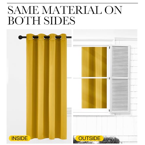 Room Darkening Gold Curtains 63 inch Length 2 Panels (Gold / 52"W x 63"L (Pack of 2))