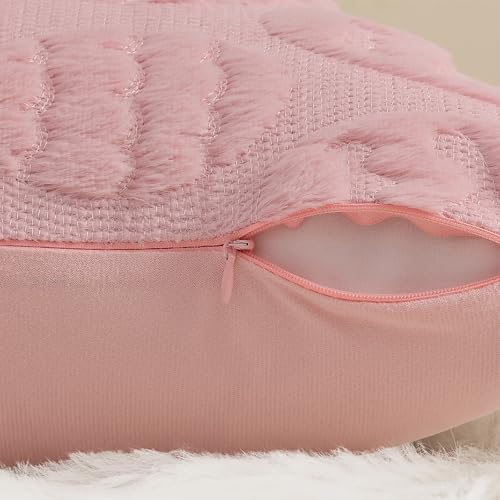 Pink Faux Fur Egg Throw Pillow Covers 12x20 Set of 2 (20" x 12" (Pack of 2) / Eggs Pink)