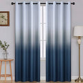 Ombre Gradient Navy Blue White to Gray Bedroom Curtains (52"W x 84"L (Pack of 2) / Navy Blue and White)