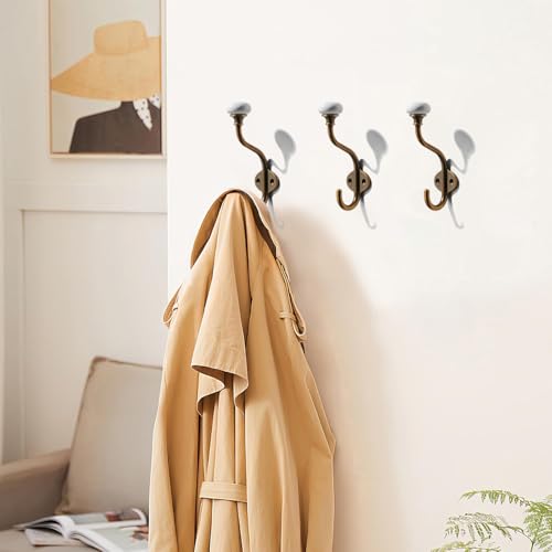 3 Pack Zinc Alloy Antique Brass Coat Hooks Modern (Antique Brass)
