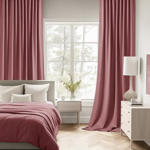 Dusty Rose Back Tab Blackout Curtains 52x96 Inch Long 2 Panels Set (Dusty Rose / 52"W x 96"L (Pack of 2))
