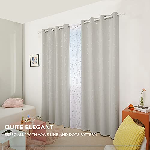 Living Room Curtains 84 Inches Long (Light Beige/Wave Dots / 52"W x 84"L (Pack of 2))
