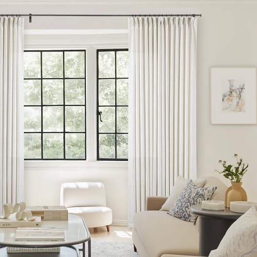 98 Inch Long Curtains Pinch Pleat Linen Curtains 2 Panels Natural (Natural / 40"W x 98"L (Pack of 2))