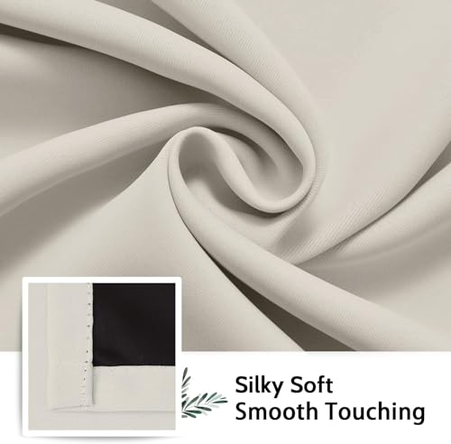 Cream 100% Blackout Curtains Room Darkening Living Room 72 Inch (Cream / 42"W x 72"L (Pack of 2))