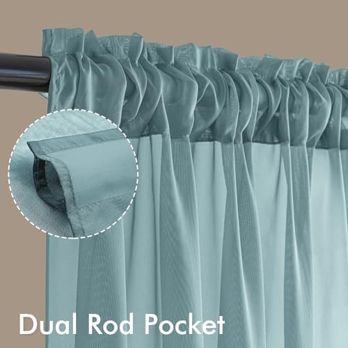 Dusty Blue Sheer Curtains 84 Inches Long 4 Panels 42 x 84 Inches (42"W x 84"L (Pack of 4) / Dusty Blue)