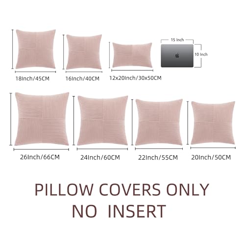 2 Packs Blush Pink Big Decorative Throw Pillow Covers 24x24 Inch for Living Room Couch Bed Sofa (Blush Pink / 24" x 24" (Pack of 2))