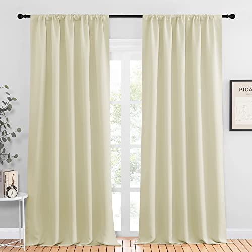 Room Darkening Curtains for Bedroom (Beige / 52"W x 95"L (Pack of 2))