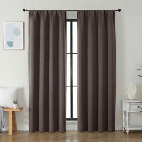 Ava Chocolate Blackout Curtains for Bedroom 84 Inch Length 2 Panels Set (Chocolate / 40"W x 84"L (Pack of 2))