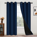 Navy Blue 100% Blackout Curtains 84 Inches Long 42" Wide (42"W x 84"L (Pack of 2) / Navy Blue)