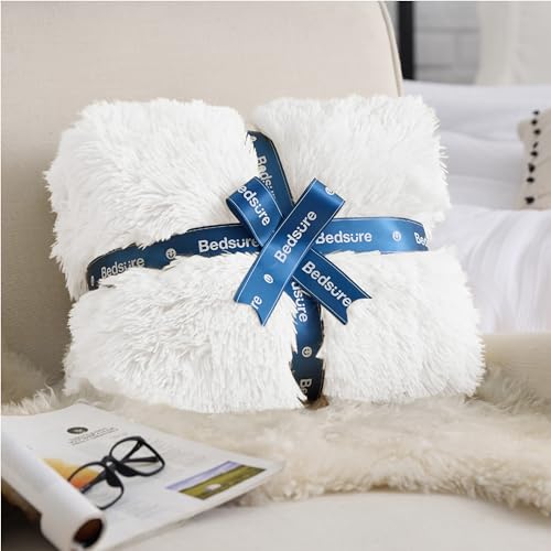 Faux Fur Fluffy Sherpa Fleece Queen Bed Blanket White 60"x80" (08- White / Queen (90" X 90"))
