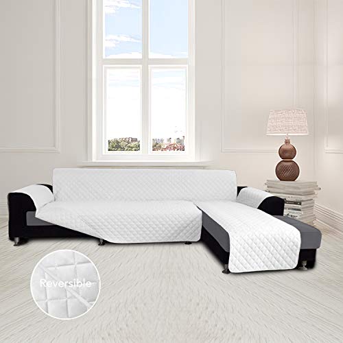 Reversible L Shape Sectional Couch Cover (Small / White/White)