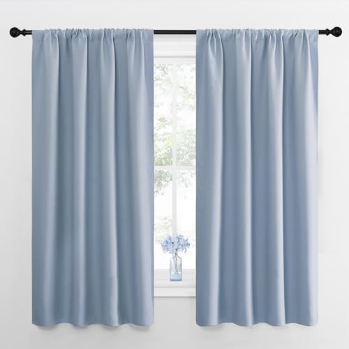 Blackout Curtains for Bedroom (Vintage Blue / 42"W x 45"L (Pack of 2))