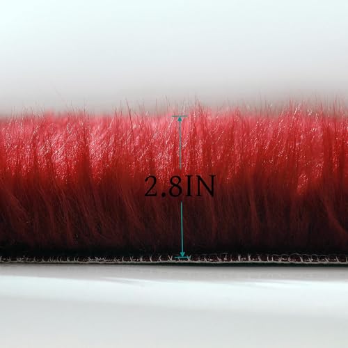 Faux Fur Rug Sheepskin Shag Fluffy Fuzzy Red 2x6 ft Runner Rugs for Bedroom Bedside Bed Floor Living Room Plush High (2' x 6' (Runner) / Red)