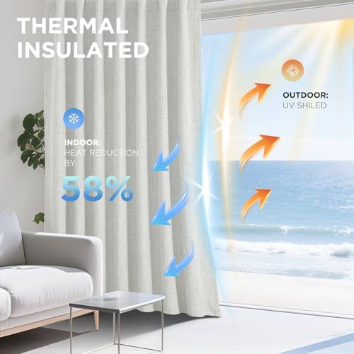 Linen Blackout Curtains for Bedroom (White / 70"W x 108"L (Pack of 1))