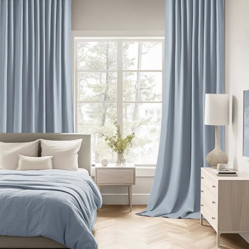 Light Blue Back Tab Blackout Curtains 52x90 Inch Long 2 Panels Set (Light Blue / 52"W x 90"L (Pack of 2))