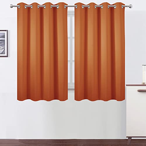 Orange Blackout Curtains 52 x 54 Inch Length (Orange / 52"W x 54"L (Pack of 2))