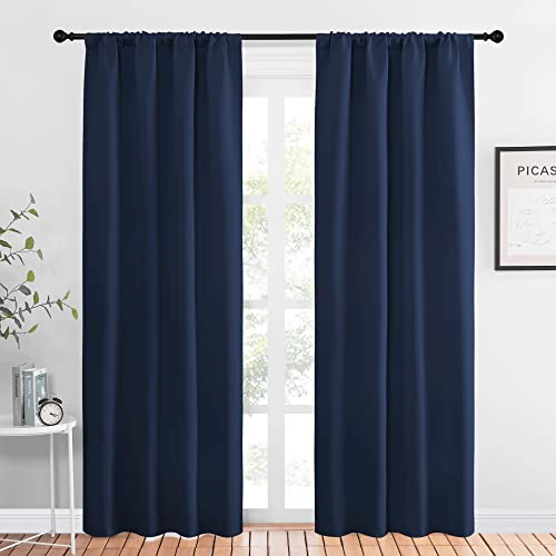 Thermal Curtains Blackout Draperies (Navy / 42"W x 84"L (Pack of 2))