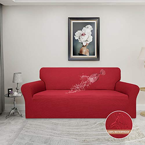 100% Waterproof Couch Cover (Christmas Red / Oversized Sofa)