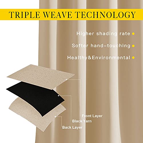 Blackout Curtains & Drapes for Living Room (Biscotti Beige / 52"W x 90"L (Pack of 2))
