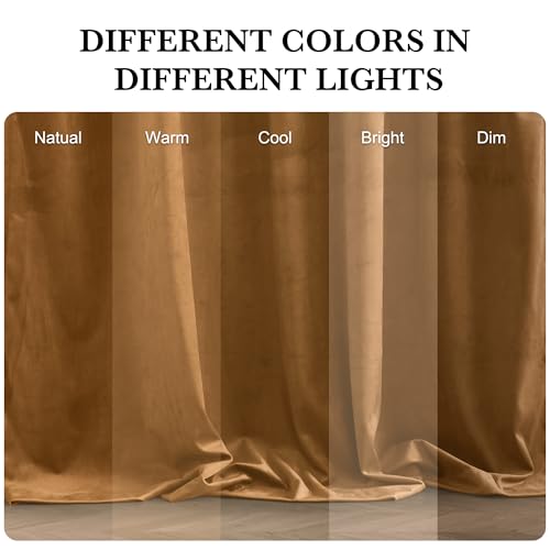 Bronze Velvet Blackout Curtains 96 inches for Bedroom Living Room (Bronze / 52"W x 96"L (Pack of 2))