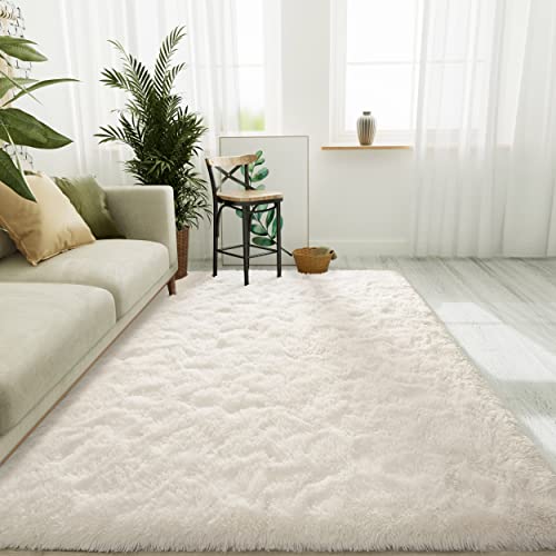 Area Rugs Fluffy Living Room Carpets for Kids Bedroom 6x9 (Cream / 6' x 9' (Rectangular))