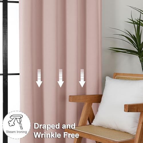 Ava Blackout Curtains for Patio 108 Inches Long 2 Panels Set (Blush / 50"W x 108"L (Pack of 2))