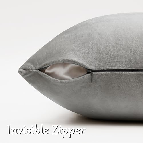 Silver Grey Velvet Throw Pillow Covers 12x20 Pack of 2 (Silver Grey / 20" x 12" (Pack of 2))