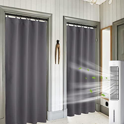 2 Panels Blackout Doorway Curtains (Grey / 42"W x 80"L (Pack of 2))