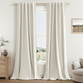 100% Blackout Linen Curtains for Bedroom 84 Inches Long Natural Cream Black Out Curtain Back Tab Thermal Insulated Room Darkening Window Drapes for Living Room 2 Panels Beige Ivory 38x84 (Cream / 38"W x 84"L (Pack of 2))