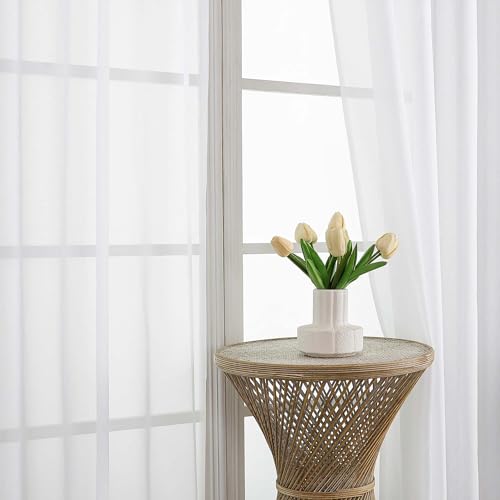 White Bedroom Curtains 96 Length for Farmhouse (White / 59"W x 96"L (Pack of 2))