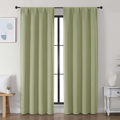 Ava Sage Green Blackout Curtains for Bedroom (Sage Green / 40"W x 78"L (Pack of 2))