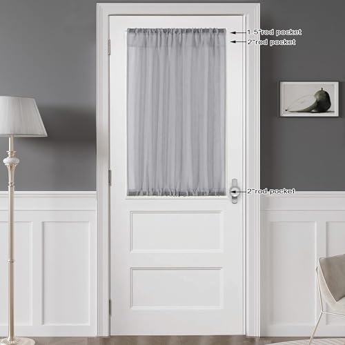 Sheer Window Curtains Tier 2 Pieces Set (Charcoal Grey / 42"W x 36"L (Pack of 2))