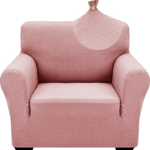 1 Piece Jacquard Chair Slipcovers for Living Room High Stretch Chair Covers with Arms Anti Slip Pets Friendly Couch Sofa Armchair Cover Furniture Protector (Small (31"-46") / New Pattern Rose)