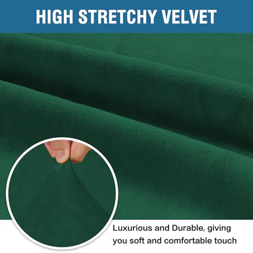 Stretch Velvet Armchair Cover Couch Covers 1 Cushion Chair Slipcover for Living Room Furniture Cover Crafted from Thick Comfy Rich Velour (Christmas Green / Armchair)