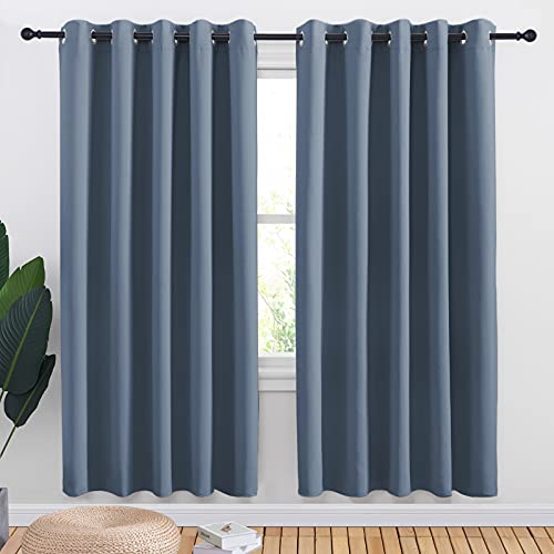 Blackout Draperies Curtains for Kids Room (Stone Blue / 70"W x 72"L (Pack of 2))