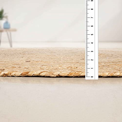 Jute Braided Woven Area Rug 5 Feet Round (5' (Round) / Natural)