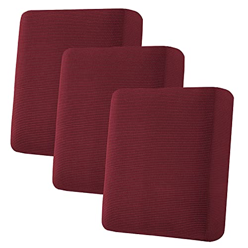 Super Stretch Stylish Cushions Covers (Wine/Burgundy / 3 Cushion Sofa)