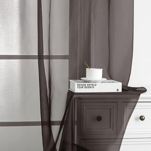 Chocolate Brown Sheer Curtains 72 Inch Length 2 Panels (Chocolate Brown / 42"W x 72"L (Pack of 2))