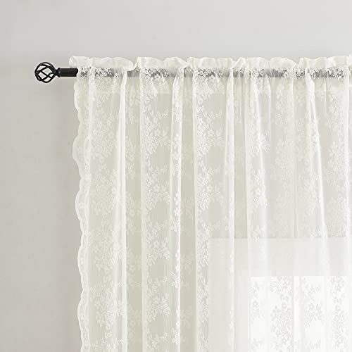 Vintage Lace Curtains 54 Inch Length (Ivory / 52"W x 54"L (Pack of 2))