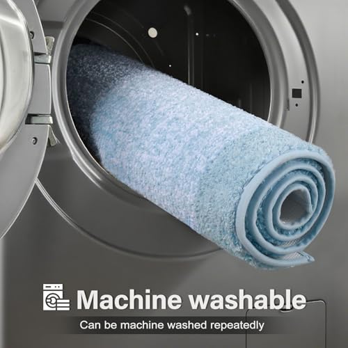 48x24 Bathroom Rugs Non Slip Washable (Light Blue / 2' x 4' (Rectangular))